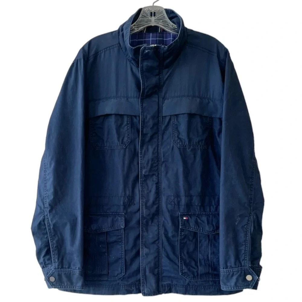 Tommy Hilfiger Warm Lined Utility Performance Coat Navy Blue Jacket Size Medium
